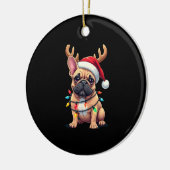 Décoration En Céramique Funny French Bulldog Christmas Light Santa Hat Rei (Gauche)