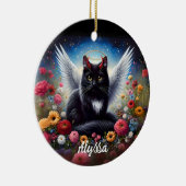 Décoration En Céramique Funny Long Haired Black Demon et Angel Cat (Droite)