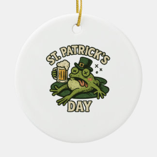 Décoration En Céramique Funny Passed Out St. Patrick's Day Frog Vintage
