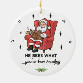 Décoration En Céramique Funny Père Noël Book Lover Noël (Dos)