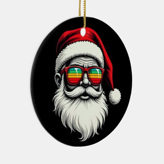 Décoration En Céramique Funny Santa Face Retro Sunglasses Christmas (Droite)