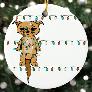 Décoration En Céramique Funny Tangé Grumpy Chat de Noël Arbre