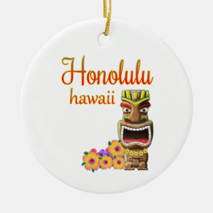 Décoration En Céramique Funny Tiki Honolulu Hawaii
