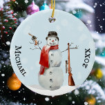 Décoration En Céramique Fusillade de l'amant de pistolet Snowman<br><div class="desc">Cette conception peut être personnalisée dans la zone fournie en modifiant la photo et/ou le texte. Vous pouvez également le customiser en cliquant sur Personnaliser ce Modèle, puis en choisissant l'option cliquer pour customiser et supprimer ou modifier la couleur de l'arrière - plan, ajouter du texte, modifier la couleur ou...</div>