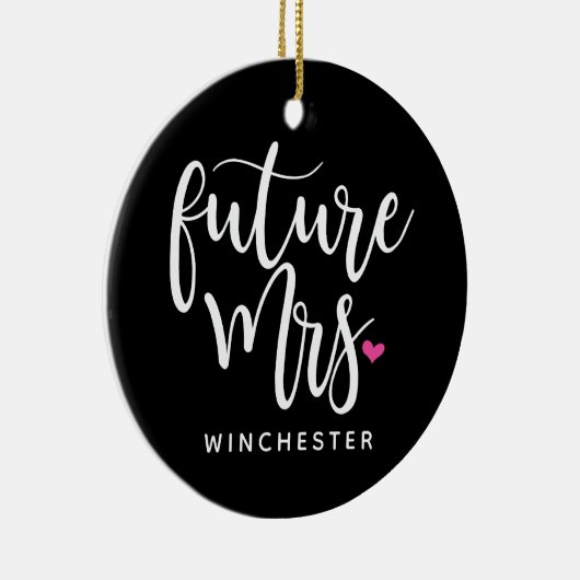 Décoration En Céramique Futur Mme (nom) en script blanc (Droite)