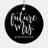 Décoration En Céramique Futur Mme (nom) en script blanc (Devant)
