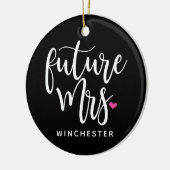 Décoration En Céramique Futur Mme (nom) en script blanc (Gauche)