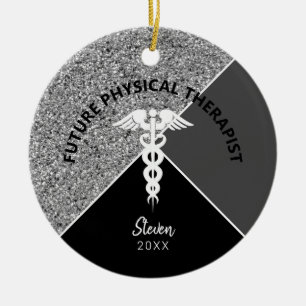 Décoration En Céramique Future physiothérapeute Monogramme noir Médicale