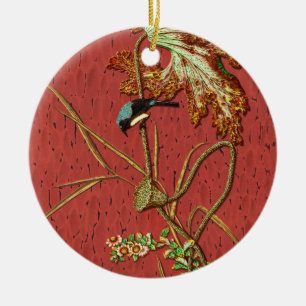 Décoration En Céramique G.A. Audsley Vintage Rouge Oiseau Japonais Art Lot