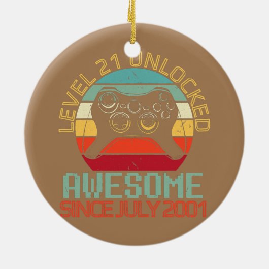 Décoration En Céramique Gamer Niveau 21 Anniversaire Déverrouillé Awesome (Dos)