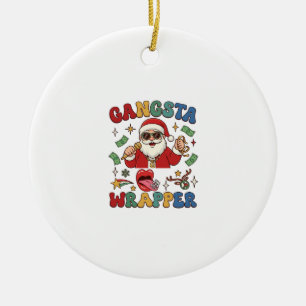 Décoration En Céramique Gangsta Emballage Noël Père Noël Microphone Argent