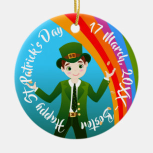 Décoration En Céramique Garçon célébrant St.Patrick's avec la bénédiction