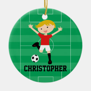 Décoration En Céramique Garçon personnalisable 1 du football rouge et