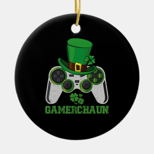 Décoration En Céramique Garçons lutins de jeu vidéo Saint-Patrick gamer (Devant)