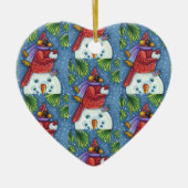 DÉCORATION EN CÉRAMIQUE GARDE CARDINAL SNOWMAN, CUTE NOËL REDBIRD (Devant)