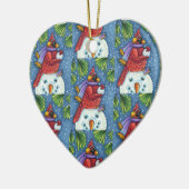 DÉCORATION EN CÉRAMIQUE GARDE CARDINAL SNOWMAN, CUTE NOËL REDBIRD (Gauche)