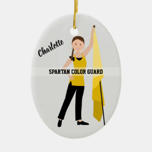 Décoration En Céramique Garde couleur Brunette Cheveux Jaune et Noir