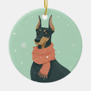 Décoration En Céramique Garde de Noël Doberman