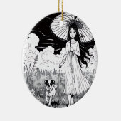 Décoration En Céramique Garden Stroll Girl and Dog (Droite)