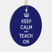 Décoration En Céramique Gardez le calme et l'enseignez sur le bleu (Droite)