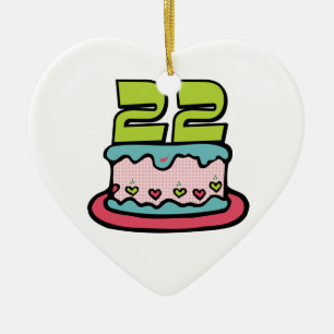 Décoration En Céramique Gâteau d'anniversaire de 22 ans