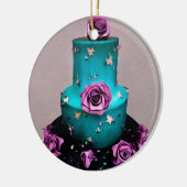 Décoration En Céramique Gâteau Mariage turquoise (Gauche)