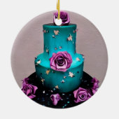 Décoration En Céramique Gâteau Mariage turquoise (Dos)