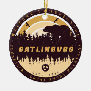 Décoration En Céramique Gatlinburg Tennessee Ours Pins Nature