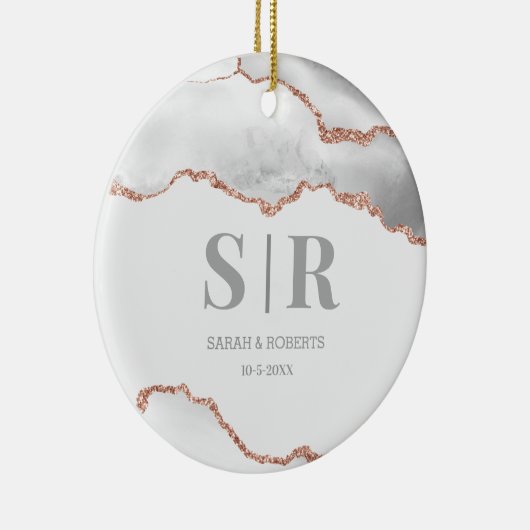 Décoration En Céramique Géode gris Couples d'âge Monogramme Noël (Droite)