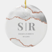 Décoration En Céramique Géode gris Couples d'âge Monogramme Noël (Dos)