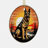 Décoration En Céramique German Shepherd Retro Sunset Dog Lover (Droite)