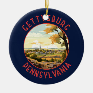 Décoration En Céramique Gettysburg Pennsylvanie Retro Cercle en détresse