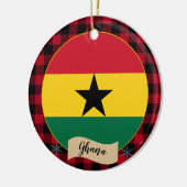 Décoration En Céramique Ghana, Plaid de buffle rouge et drapeau ghanéen (Gauche)