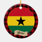 Décoration En Céramique Ghana, Plaid de buffle rouge et drapeau ghanéen (Dos)