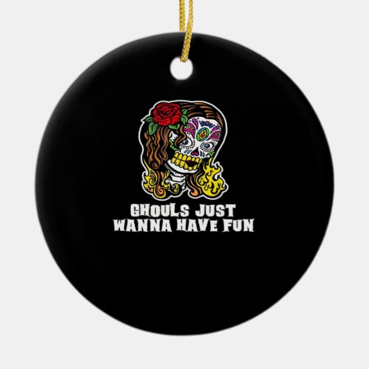 Décoration En Céramique Ghouls veut juste s'amuser - Happy Halloween Sloga (Devant)