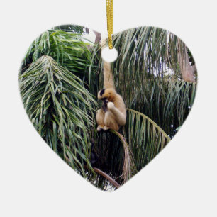 Décoration En Céramique Gibbon Monkey Juste Accroché Autour,