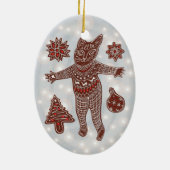 Décoration En Céramique Gingerbread Cat & Cookies Christmas Tree Ornament (Dos)