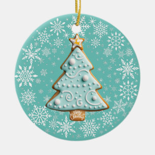 Décoration En Céramique Gingerbread Cookie, Arbre de Noël blanc