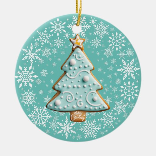 Décoration En Céramique Gingerbread Cookie, Arbre de Noël blanc (Devant)