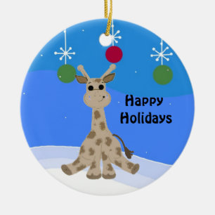 Décoration En Céramique Girafe Cool Joyeuses Fêtes