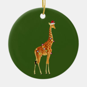 Décoration En Céramique GIRAFFE Avec Lumières Casquettes Noël