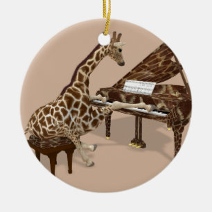 Décoration En Céramique Giraffe de musique joue Grand Piano
