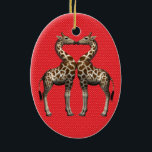 Décoration En Céramique Giraffes In Love<br><div class="desc">adorable cute couples kissing each other</div>