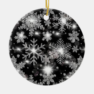 Décoration En Céramique Glittery argent fêter motif de flocon de neige