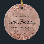 Décoration En Céramique Glittery Rose Gold 50th Birthday<br><div class="desc">Créez votre propre ornement du cercle des 50 ans pour votre mère. Vous pouvez customiser le texte de bloc ou le libellé de calligraphie ou le style de police. L'arrière - plan de l'art numérique présente une parties scintillant et un papier d'or rose qui s'imprime comme une photo sur ces...</div>