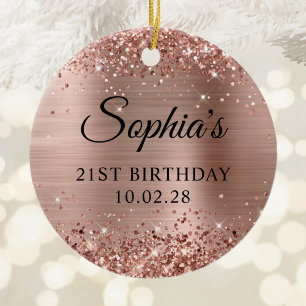 Décoration En Céramique Glittery Rose Gold Foil 21e anniversaire Photo