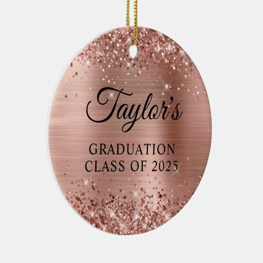 Décoration En Céramique Glittery Rose Gold Foil Graduation (Droite)