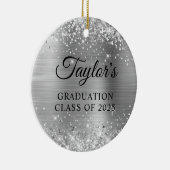 Décoration En Céramique Glittery Silver Foil Graduation (Droite)