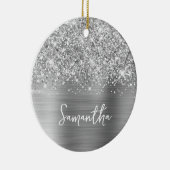 Décoration En Céramique Glittery Silver Glam Nom Photo (Droite)