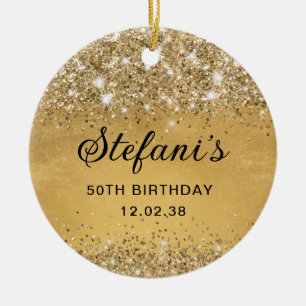 Décoration En Céramique Glittery Soft Gold Foil 65e Anniversaire Classique